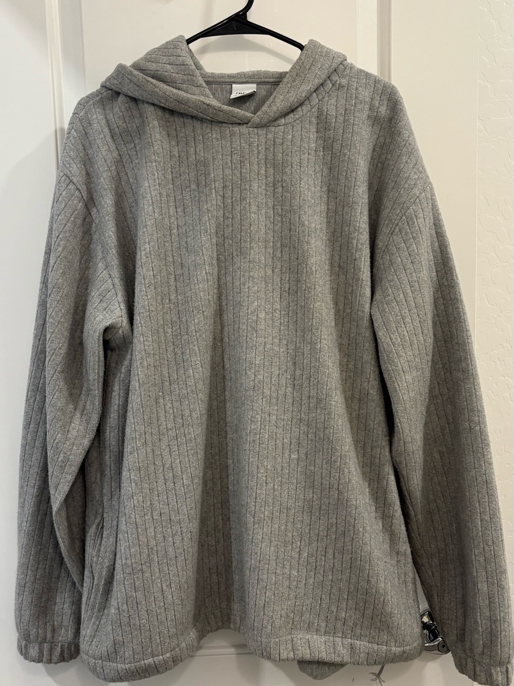 Zara Light Grey Ribbed Knit Crewneck Hoodie
